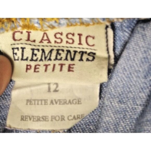 Classic Elements Pull-On Jeans womens Sz 12P ankle Blue Denim pockets high rise - Picture 5 of 8